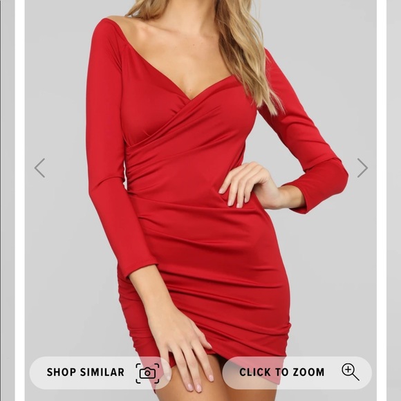 red off shoulder dress - Picture 2 of 5